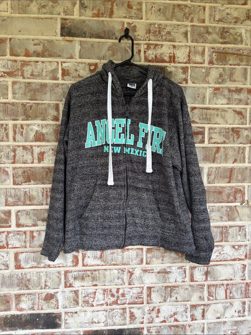 Longrock Angel Fire New Mexico Gray Zip-Up Hoodie
